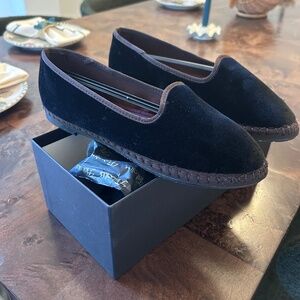 Flabelus Velvet Flat Loafer Chocolate Brown Black